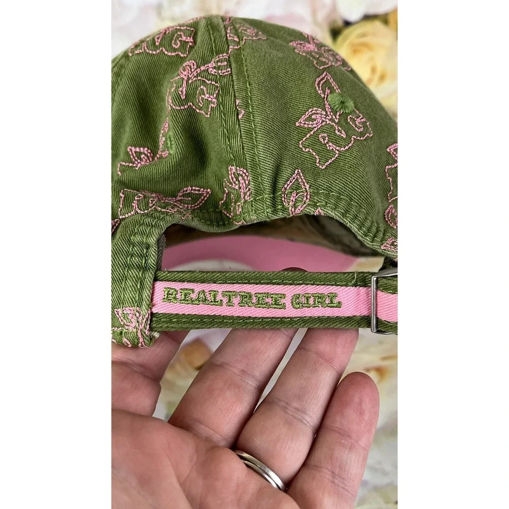 Realtree Girl Embroidered Hat Green Pink RG Cap Adjustable Strapback OS Cotton